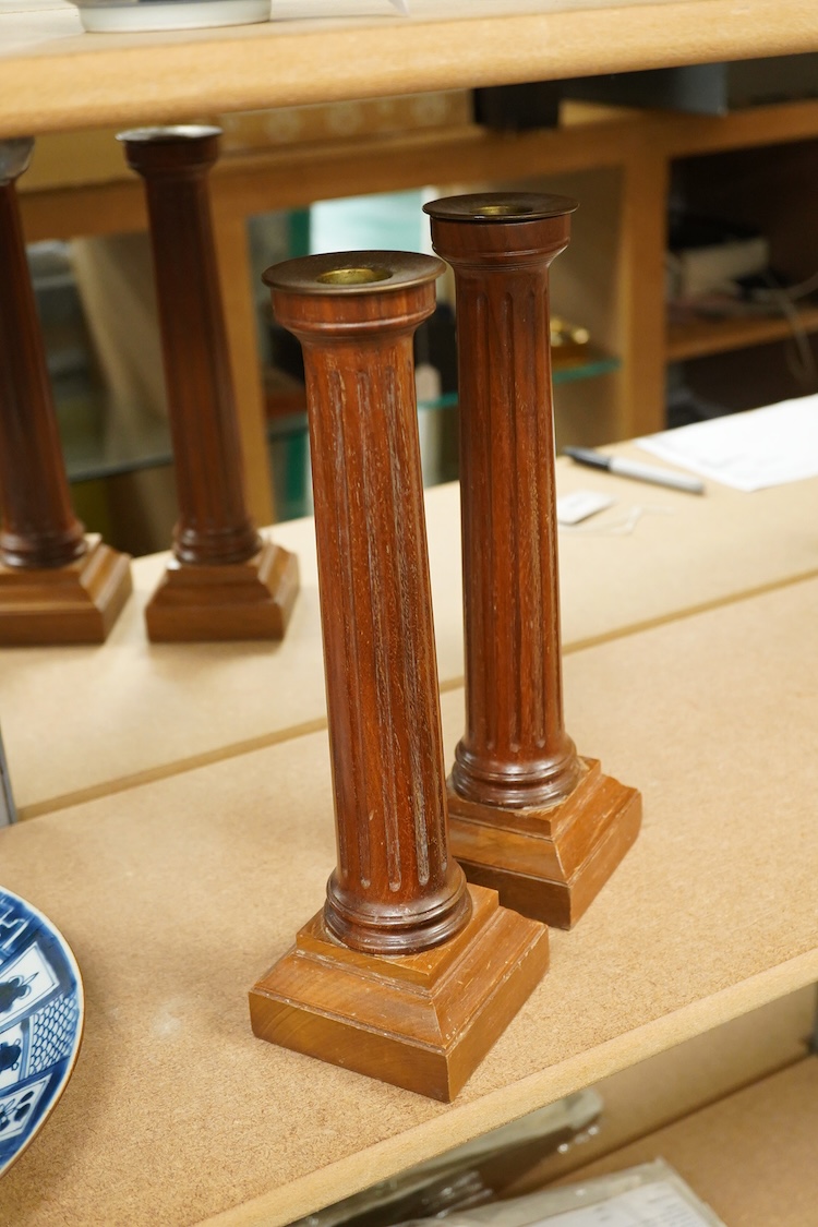 A pair of David Linley fluted candlesticks, 30cm high